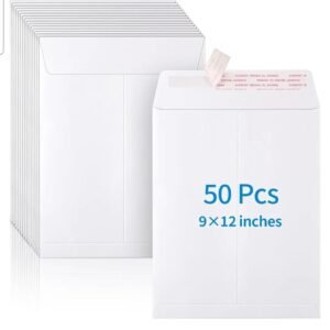 PAQUETE DE 50 SOBRES AUTOSELLADOS DE 9 X 12 PULGADAS
